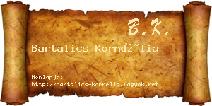 Bartalics Kornélia névjegykártya